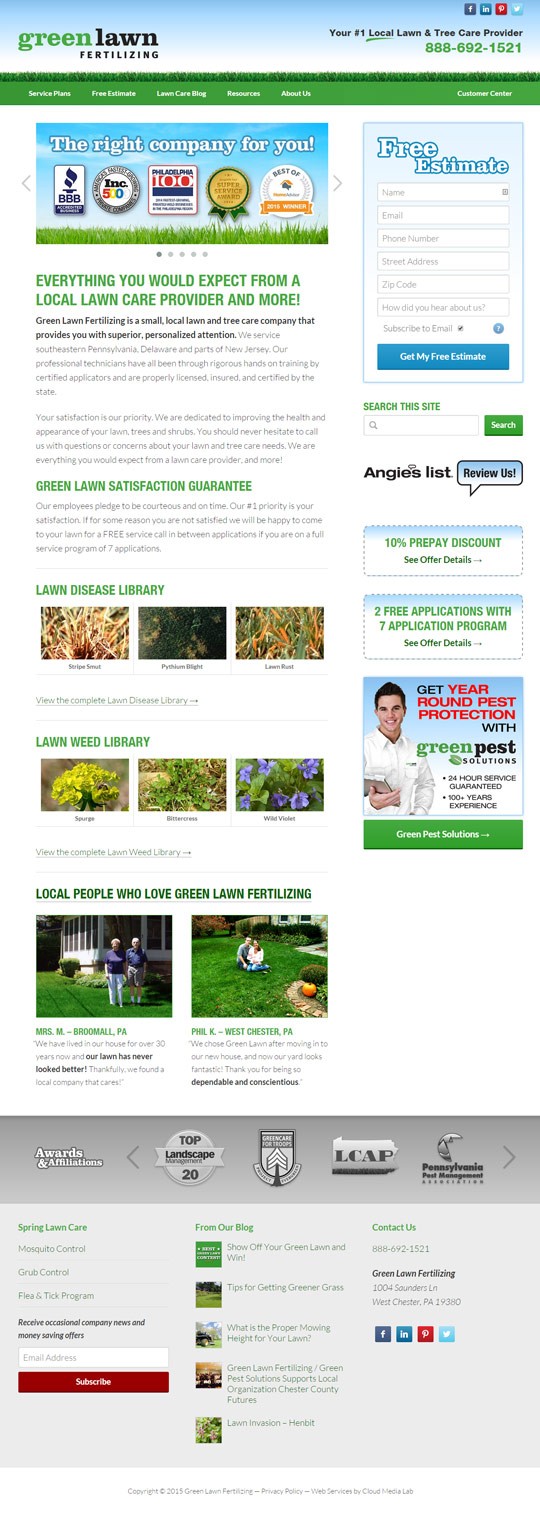 Screenshot of greenlawnfertilizing.com