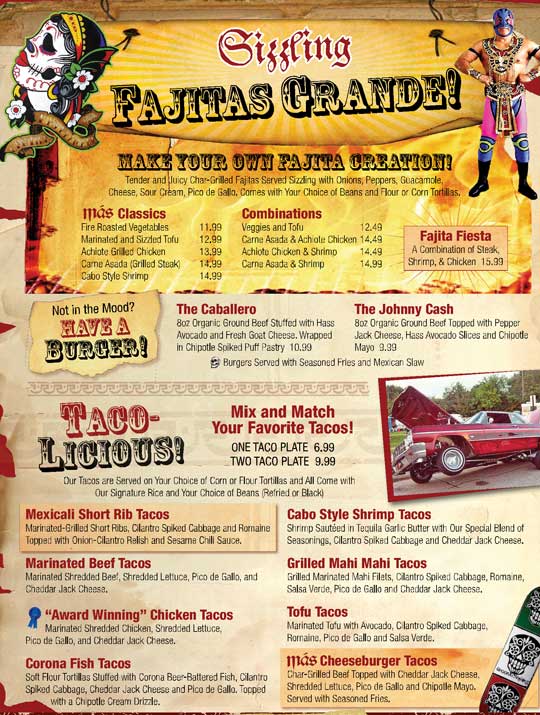 Screenshot of Más Mexicali Cantina Menu