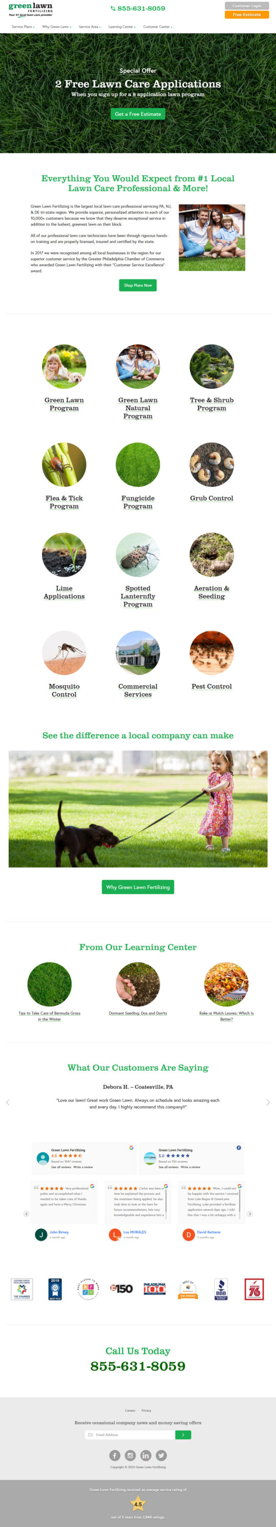 Screenshot of greenlawnfertilizing.com