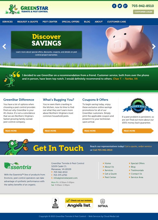 Screenshot of greenstarpest.com