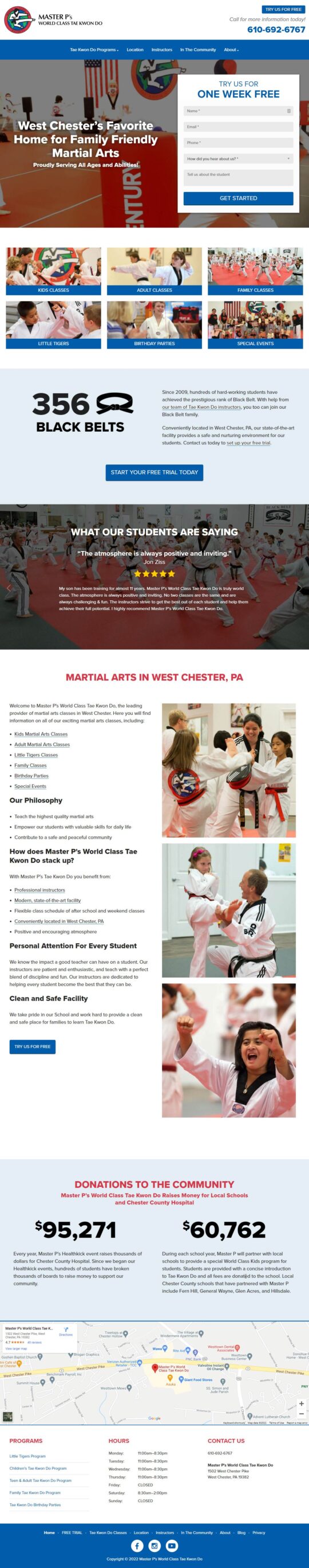 Screenshot of chestercountymartialarts.com